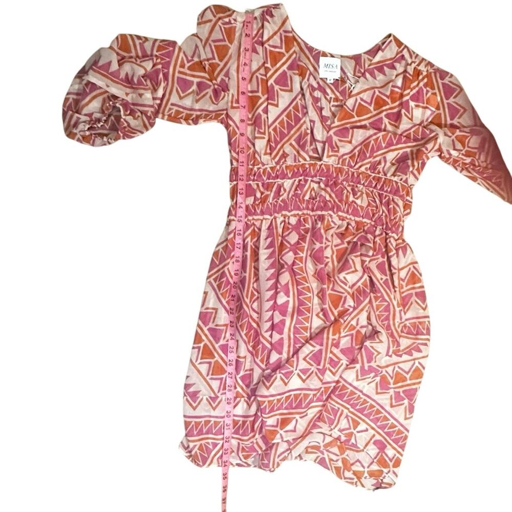 NWT - MISA Los Angeles Rana Dress Pink Orange Geo Mini Long Sleeve Women’s M - Picture 11 of 12